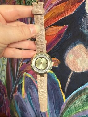Ellen Tracy Gold Dial Watch with Tan Leather Band